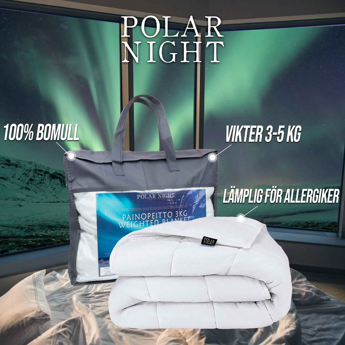 
              Polar Night Weighted Blanket 3-5kg, 100x150cm (cotton)